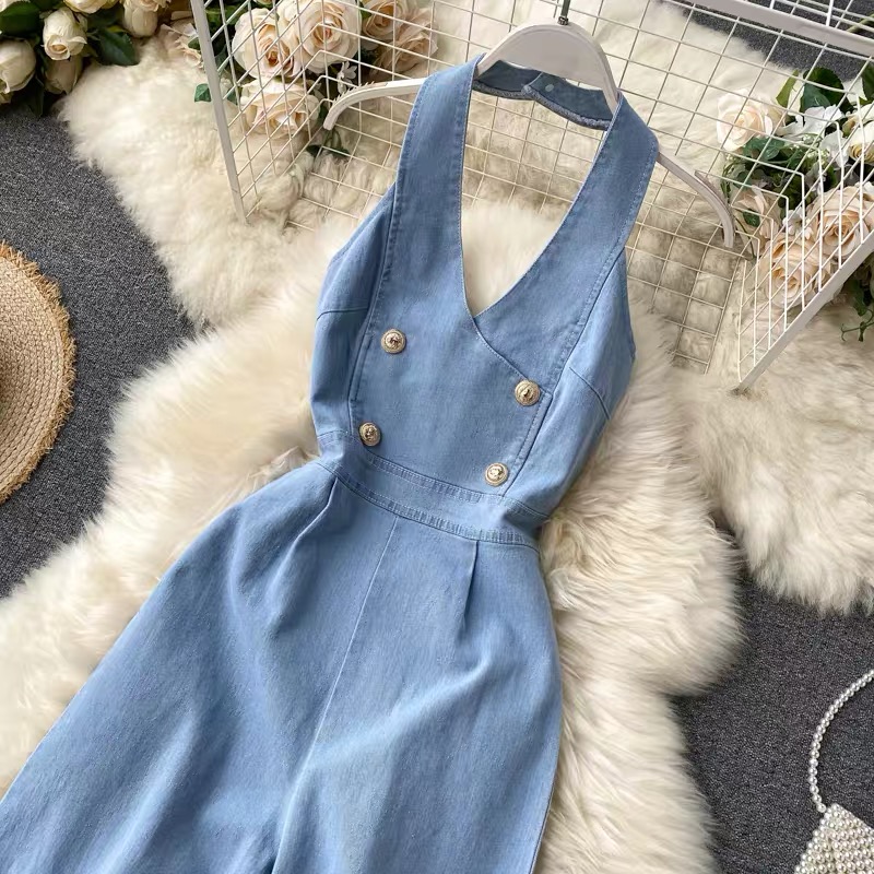 Walk my way sleeveless denim jumpsuit JRZZ156 image