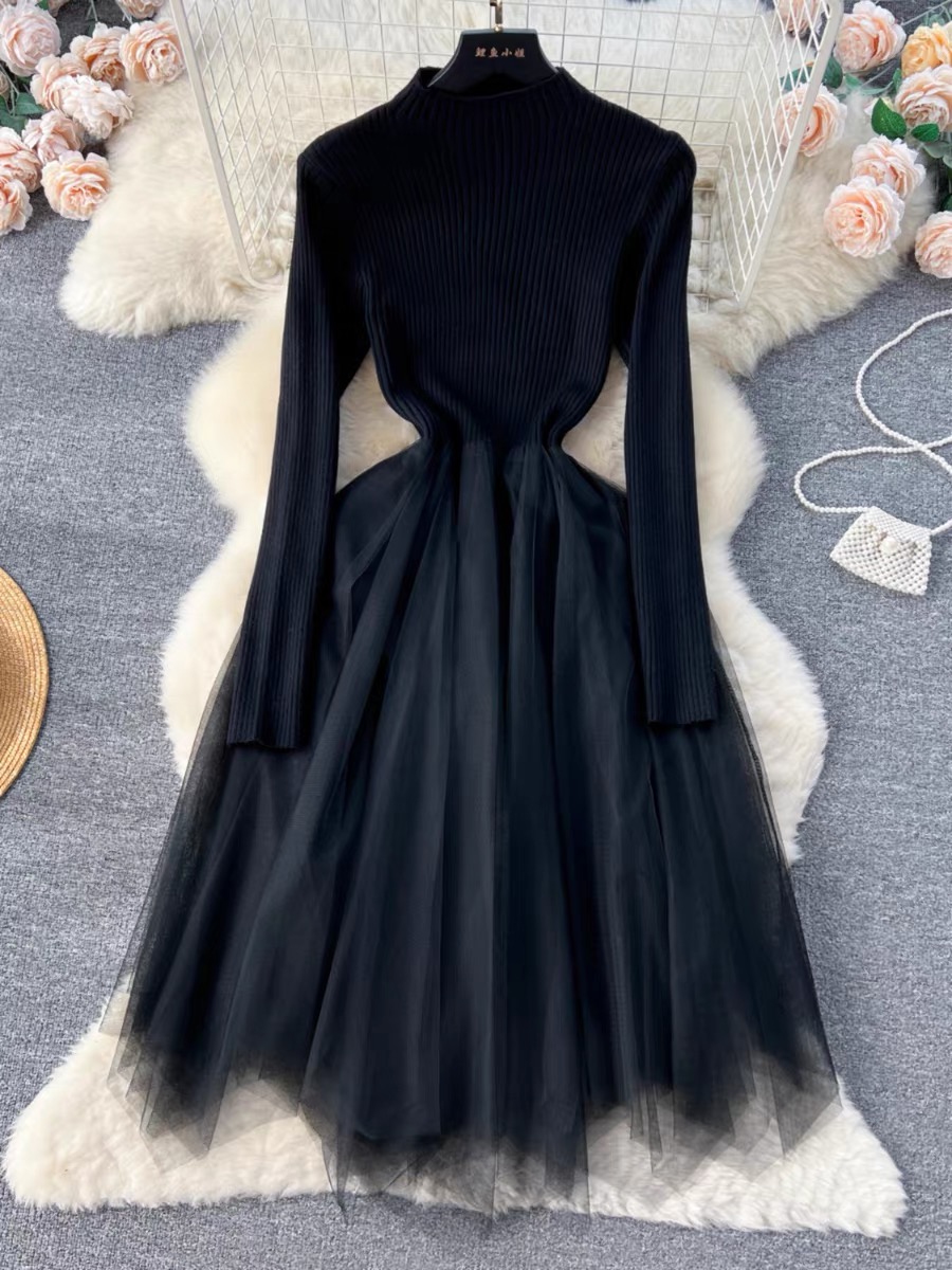 Key to love sweater mesh dress KD170 image