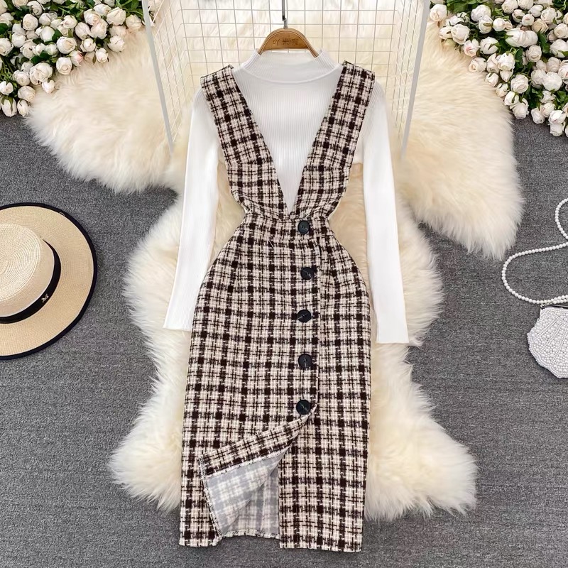 Midi plaid dress set FBC18 image