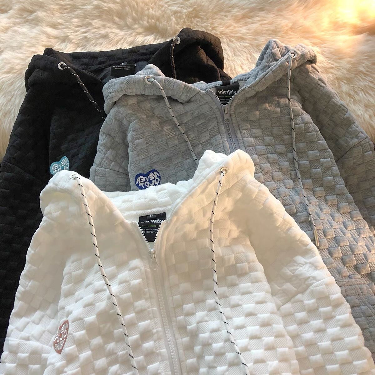 Too much comfort checkered hoodie SSZZ235 image