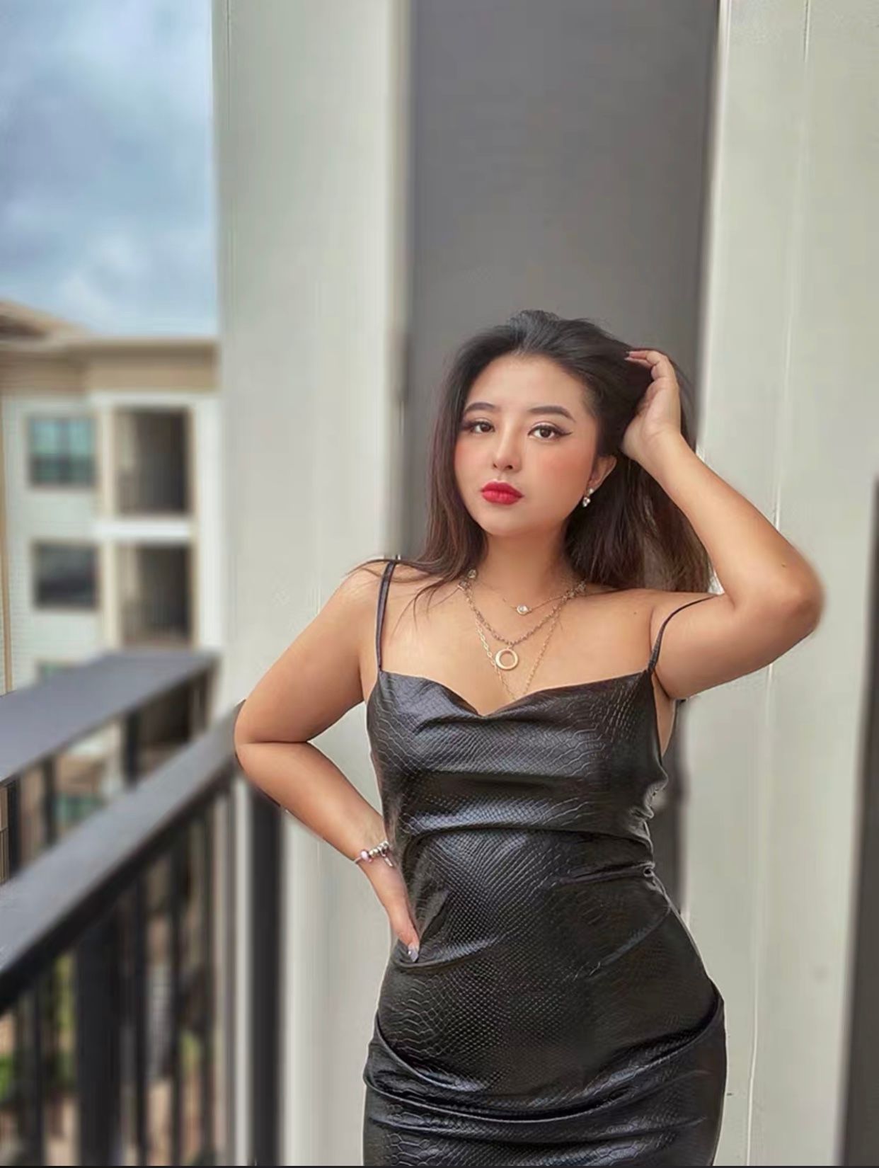 Date night crocodile skin suspender dress image