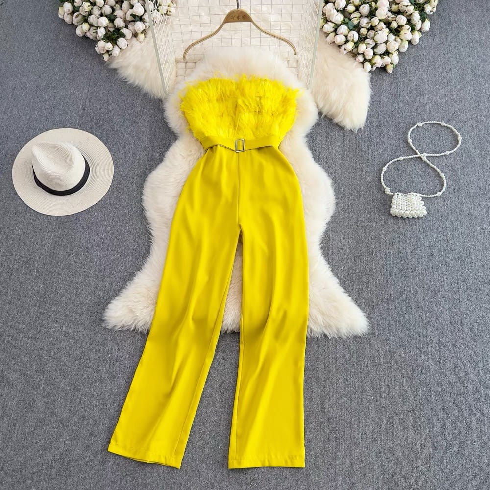 Cocktail party feathery jumpsuit JRZZ466 image