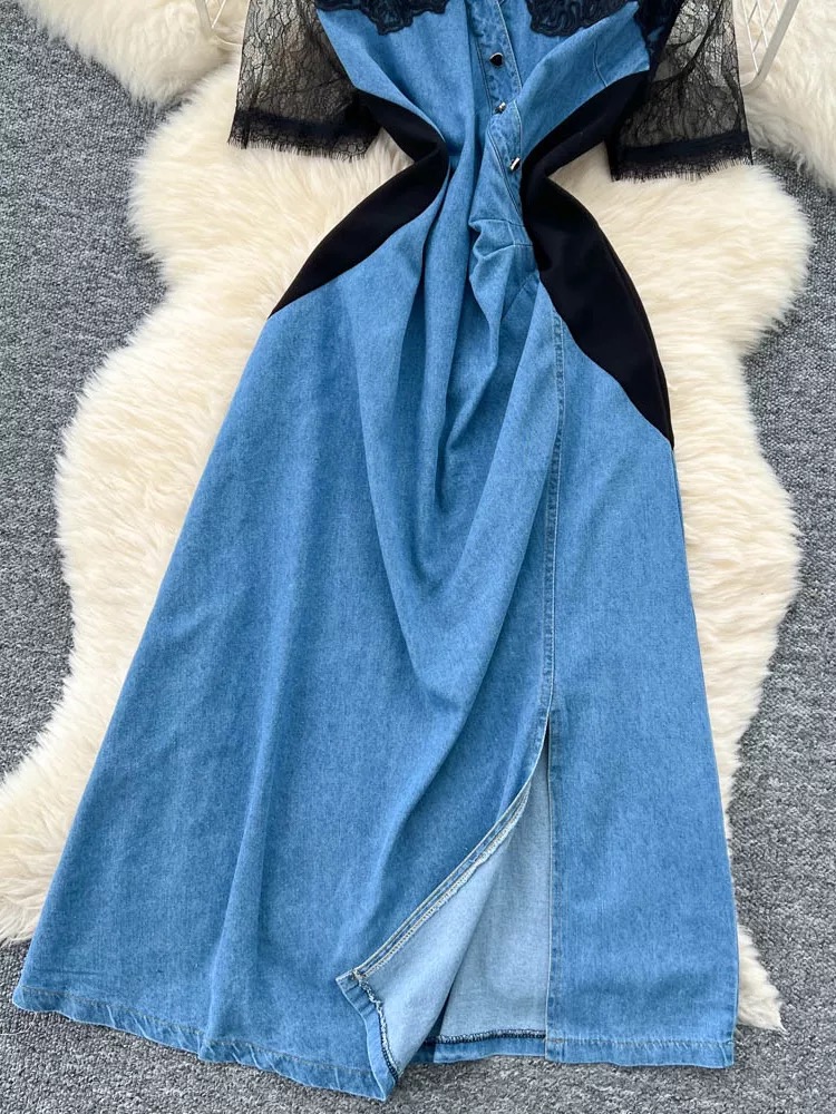 Gone viral lace denim dress DD61 image