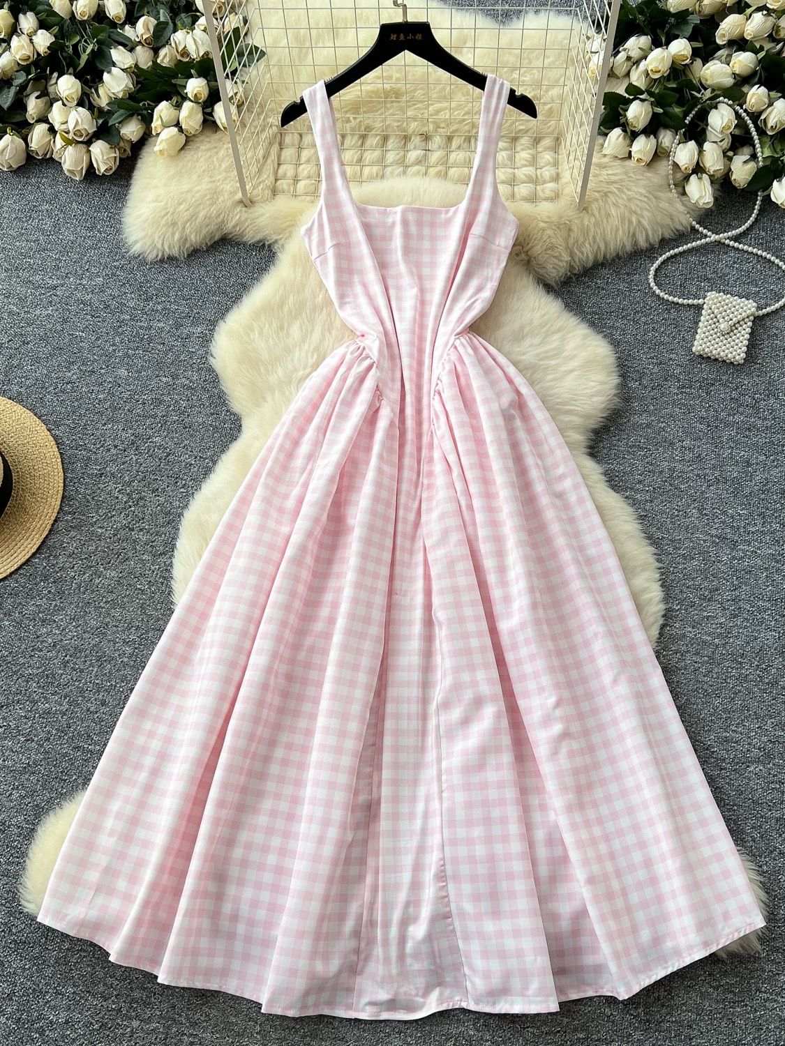 Material girl check dress CD277 image