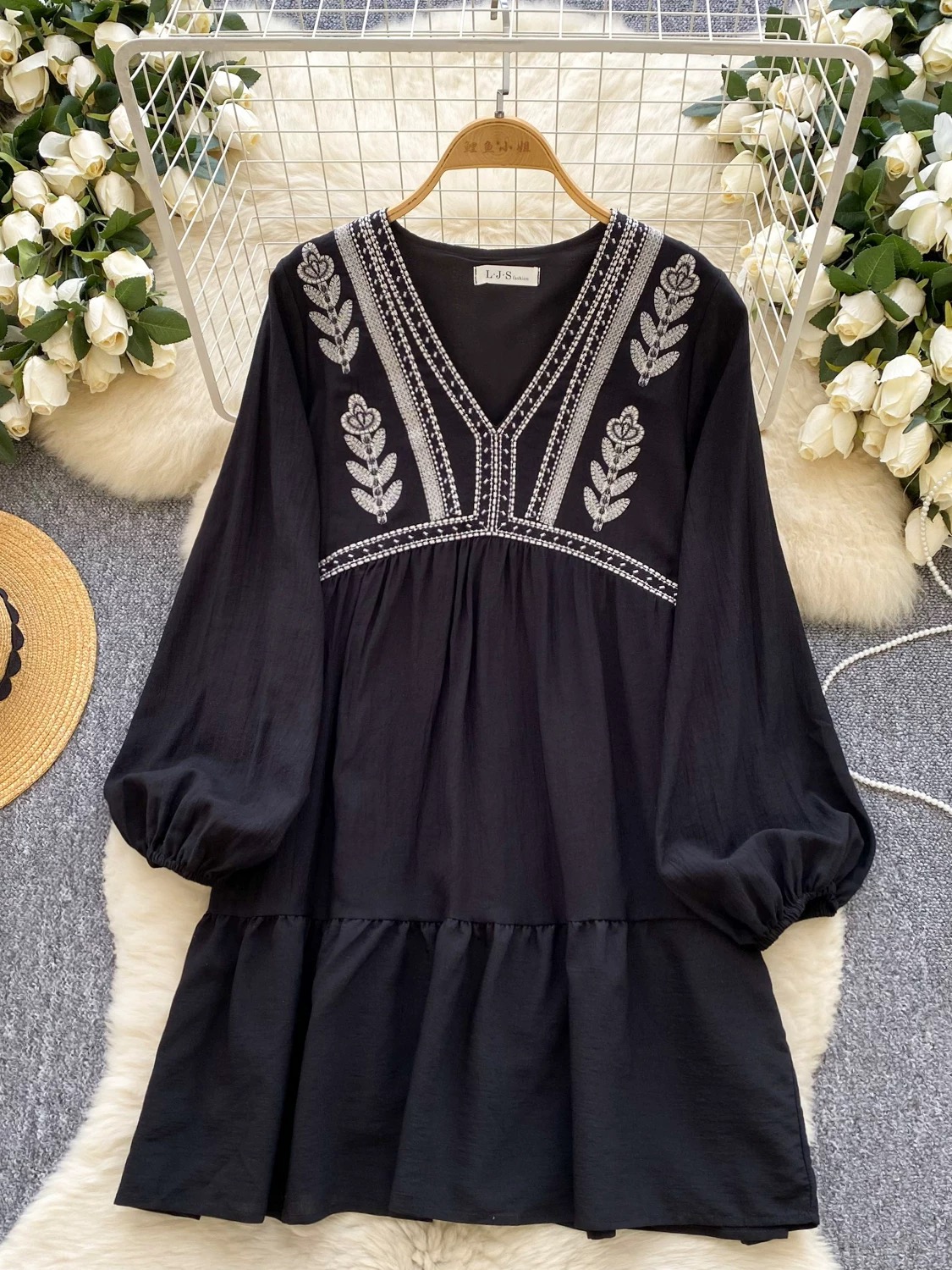 Dollar signs embroidery dress CD1378 image