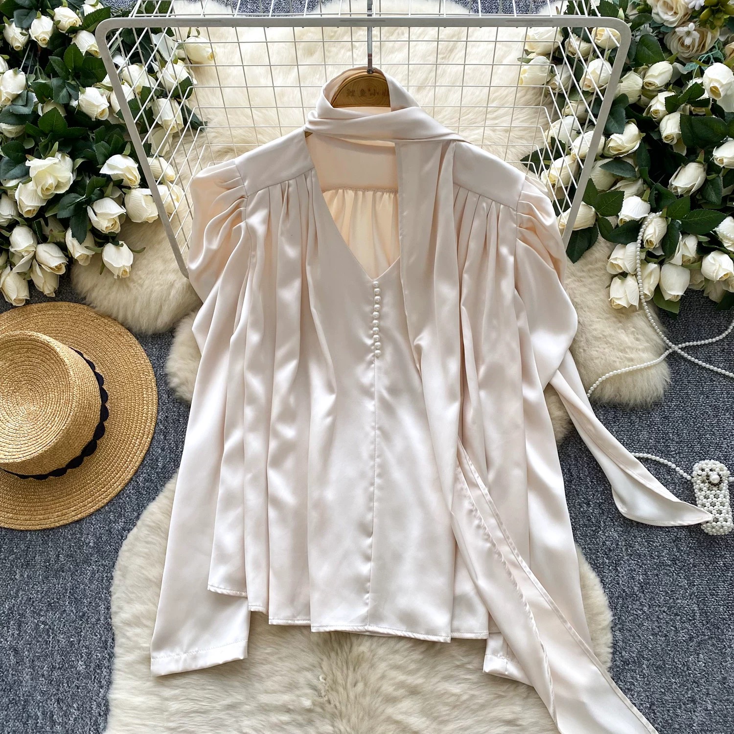 90’s fine silk top FTO351 image