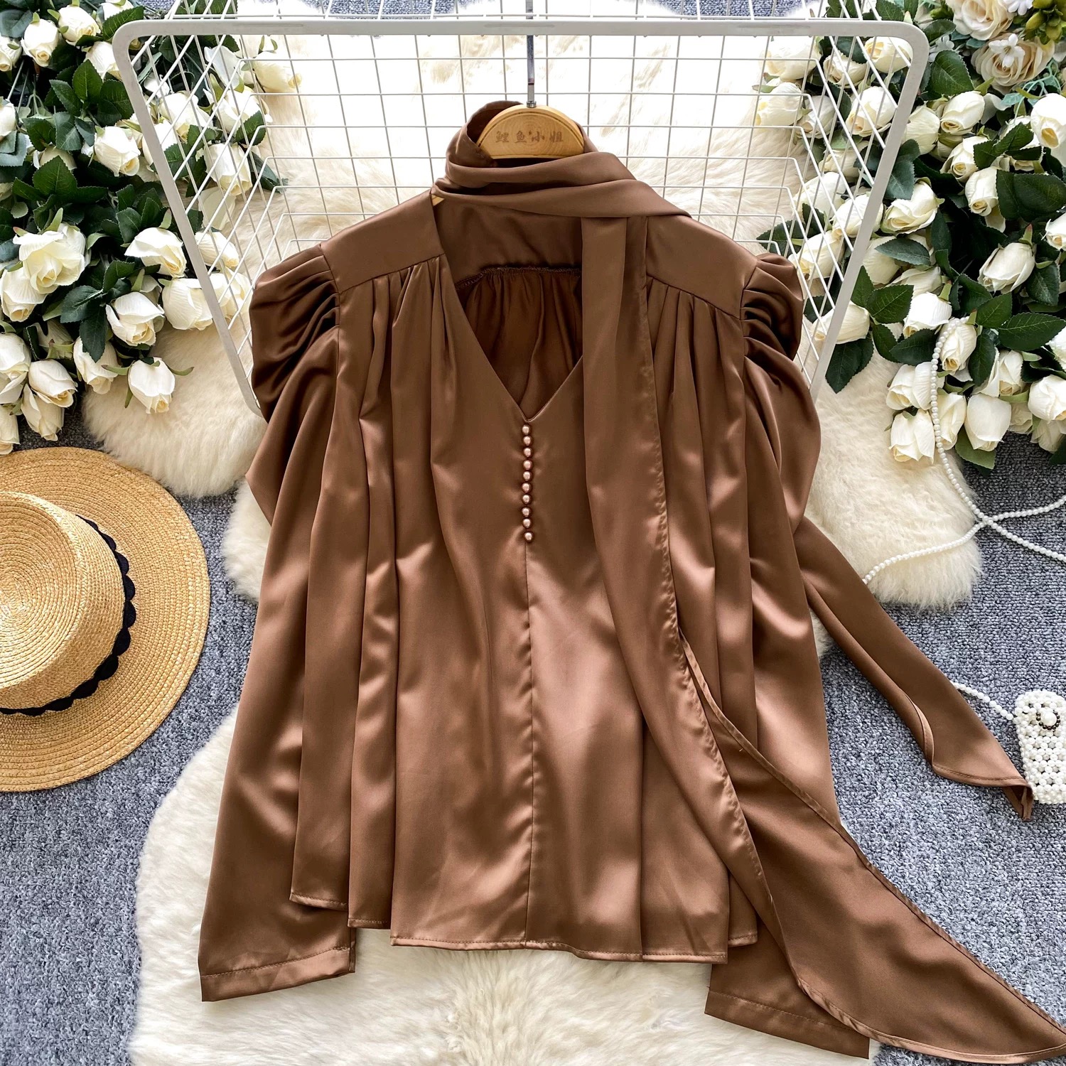 90’s fine silk top FTO351 image