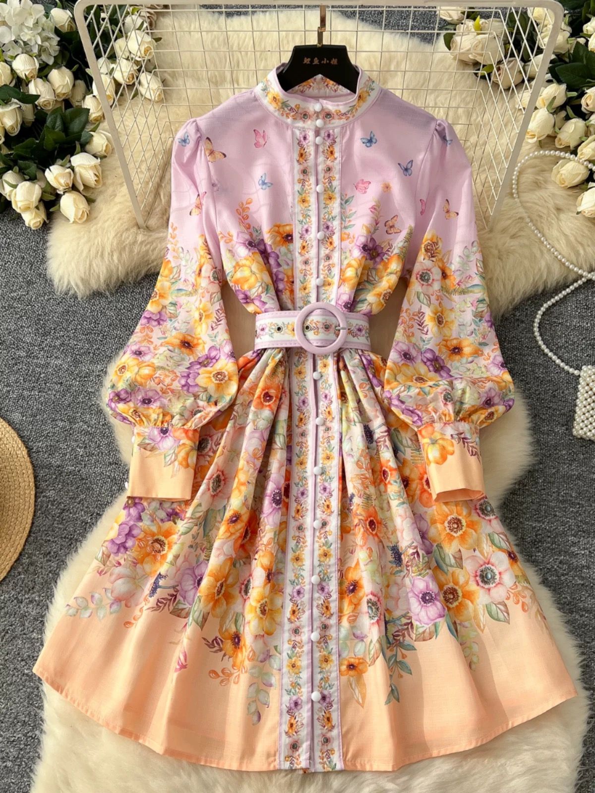 She has all access print dress  ED162 image