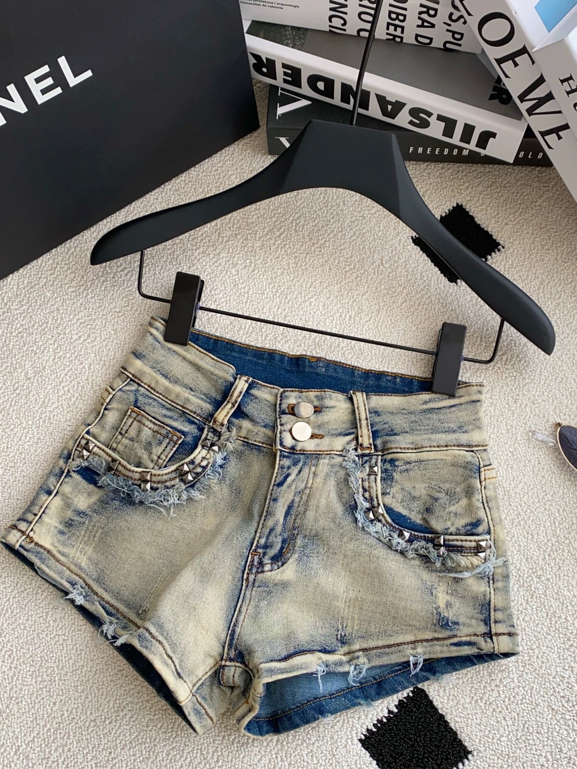 Smell the roses denim shorts DS128 image