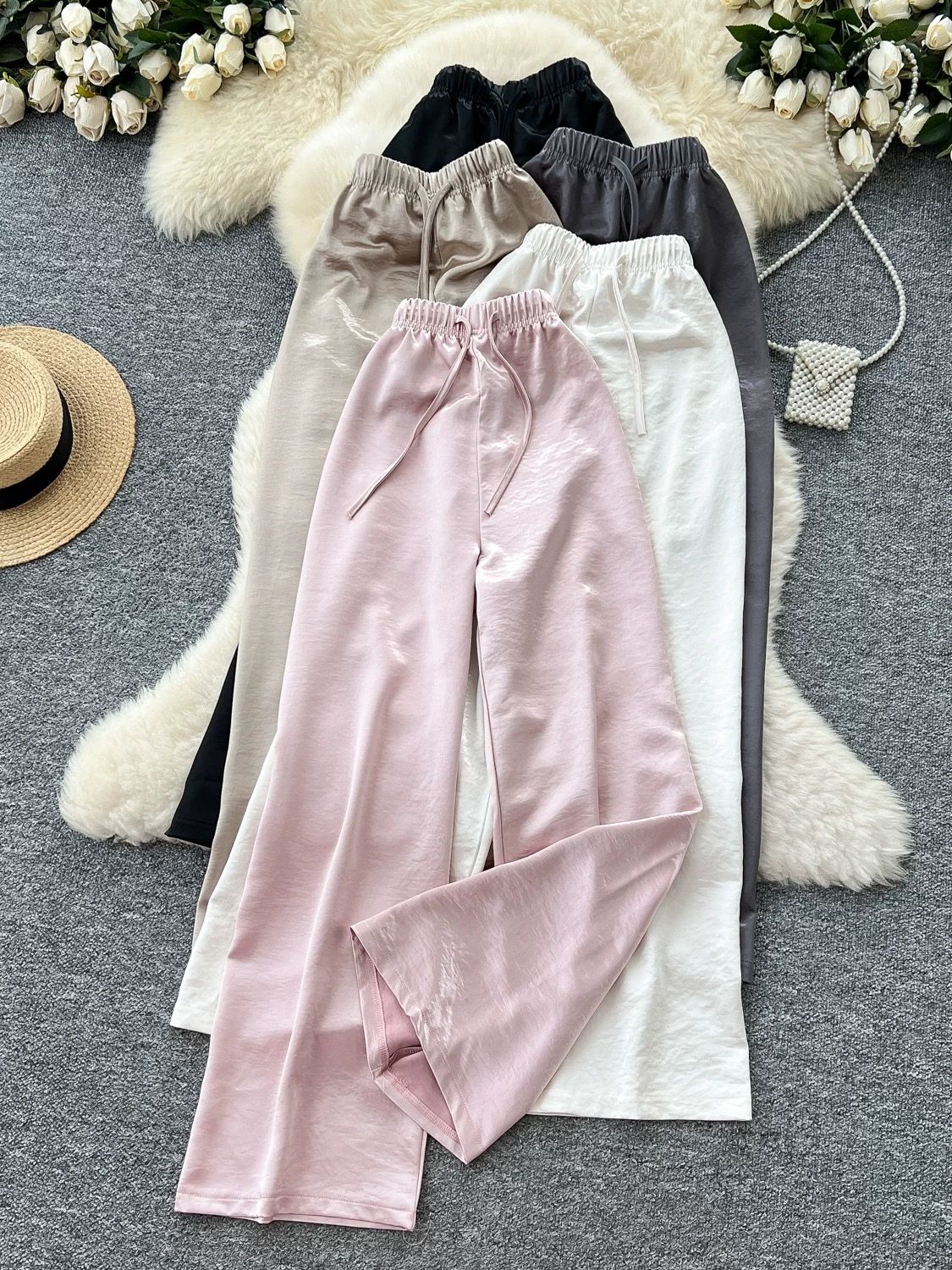 Here for the vibes satin pants CP34 image