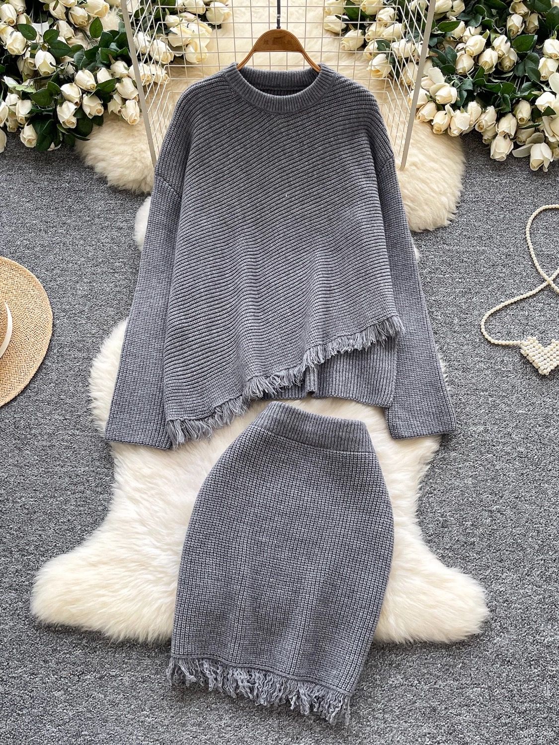 Noir elegance knitted set KTP313 image