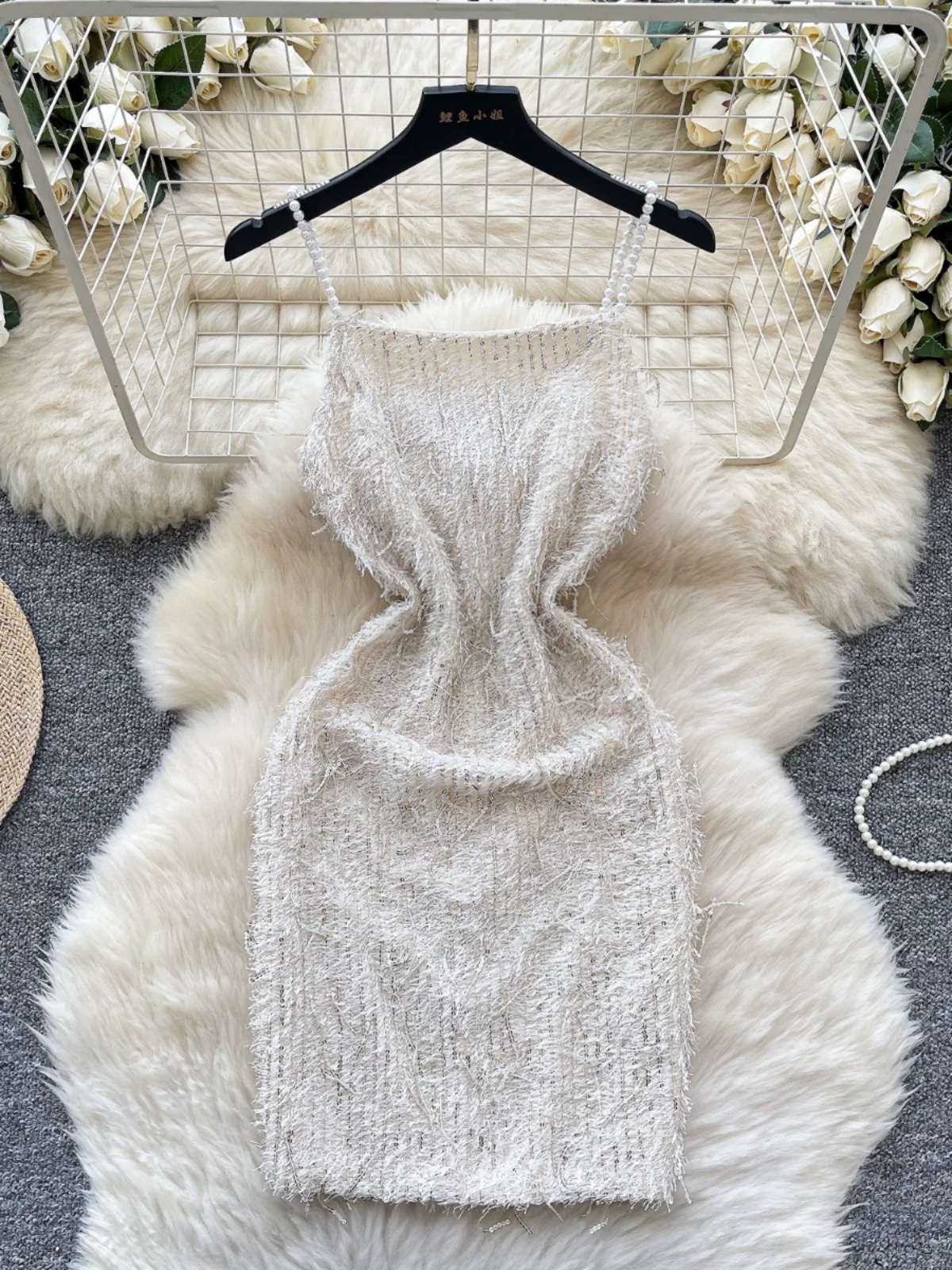 Flower fields sequin frayed dress FBC444 image