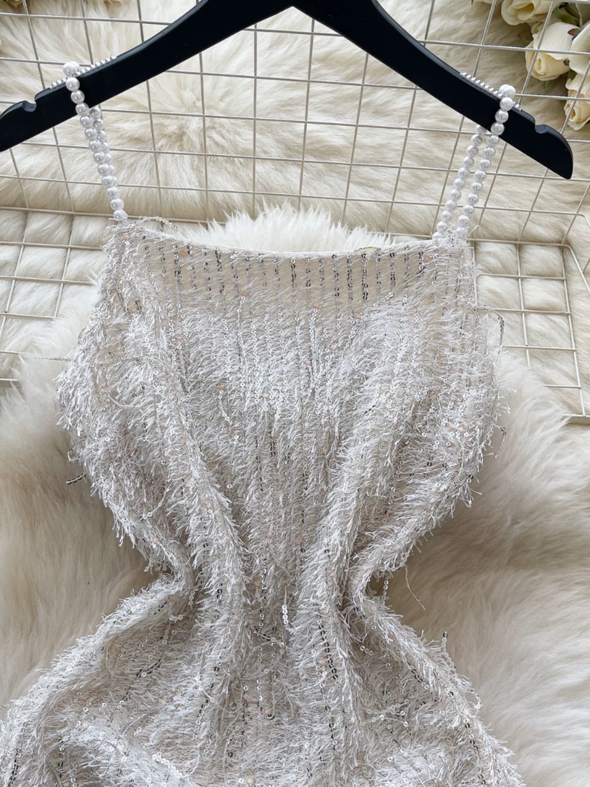 Flower fields sequin frayed dress FBC444 image