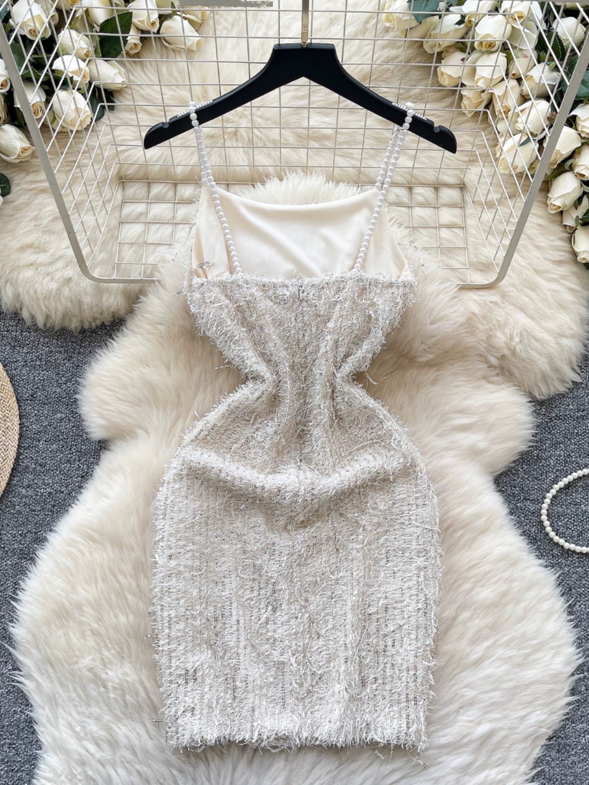 Flower fields sequin frayed dress FBC444 image