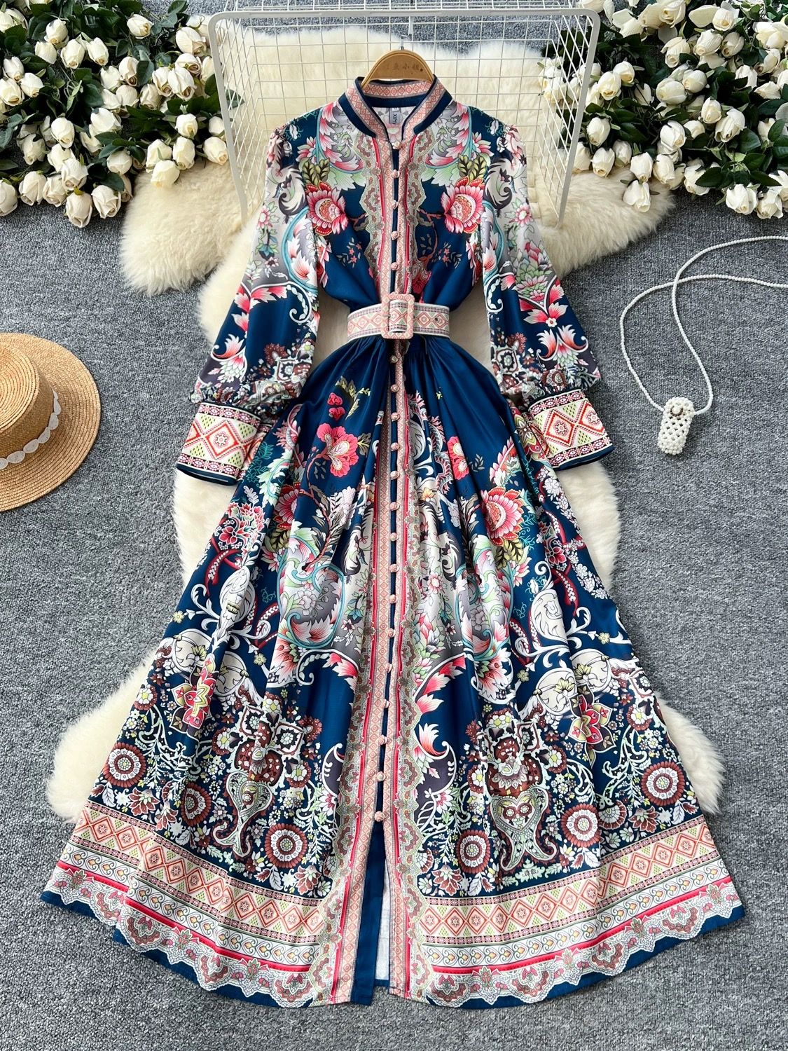 Girl carry on print dress ED187 image