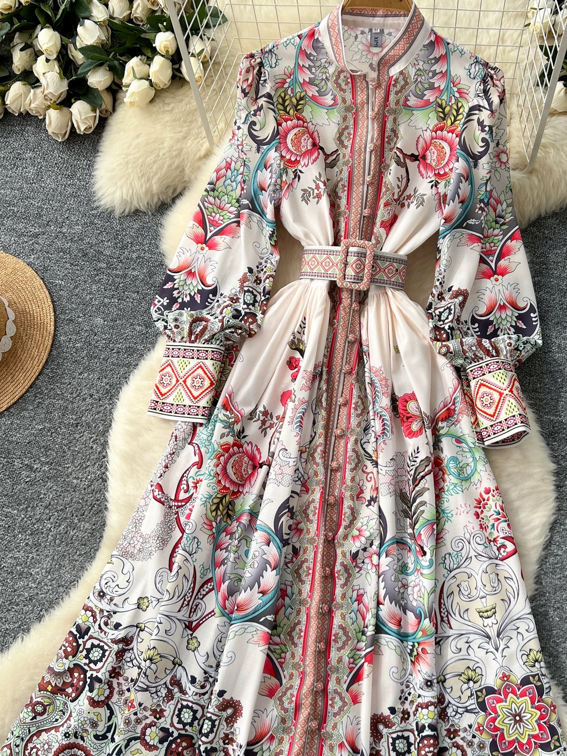 Girl carry on print dress ED187 image