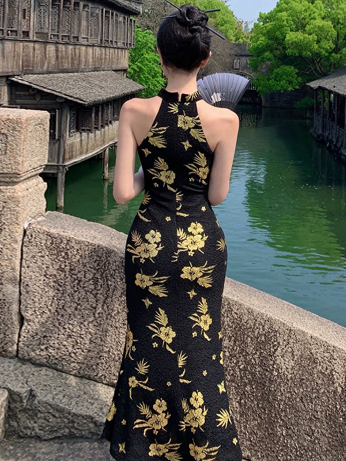 Verdant high rise qipao dress Q194 image