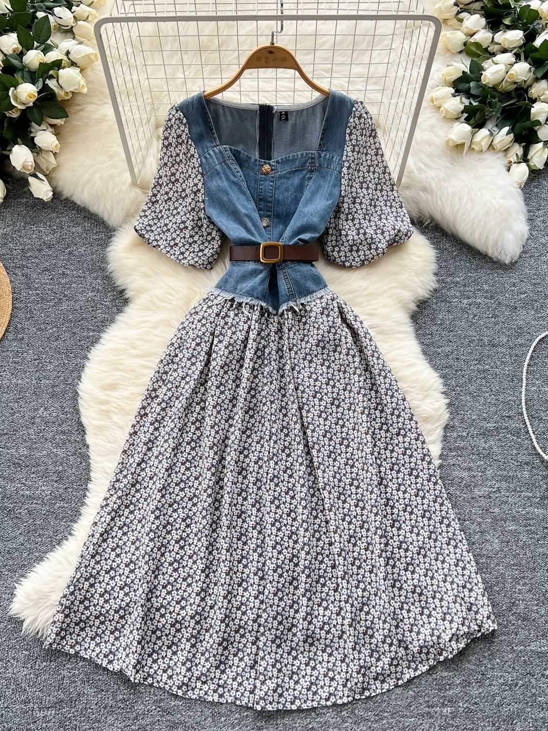 Take a hint denim dress & belt DD99 image