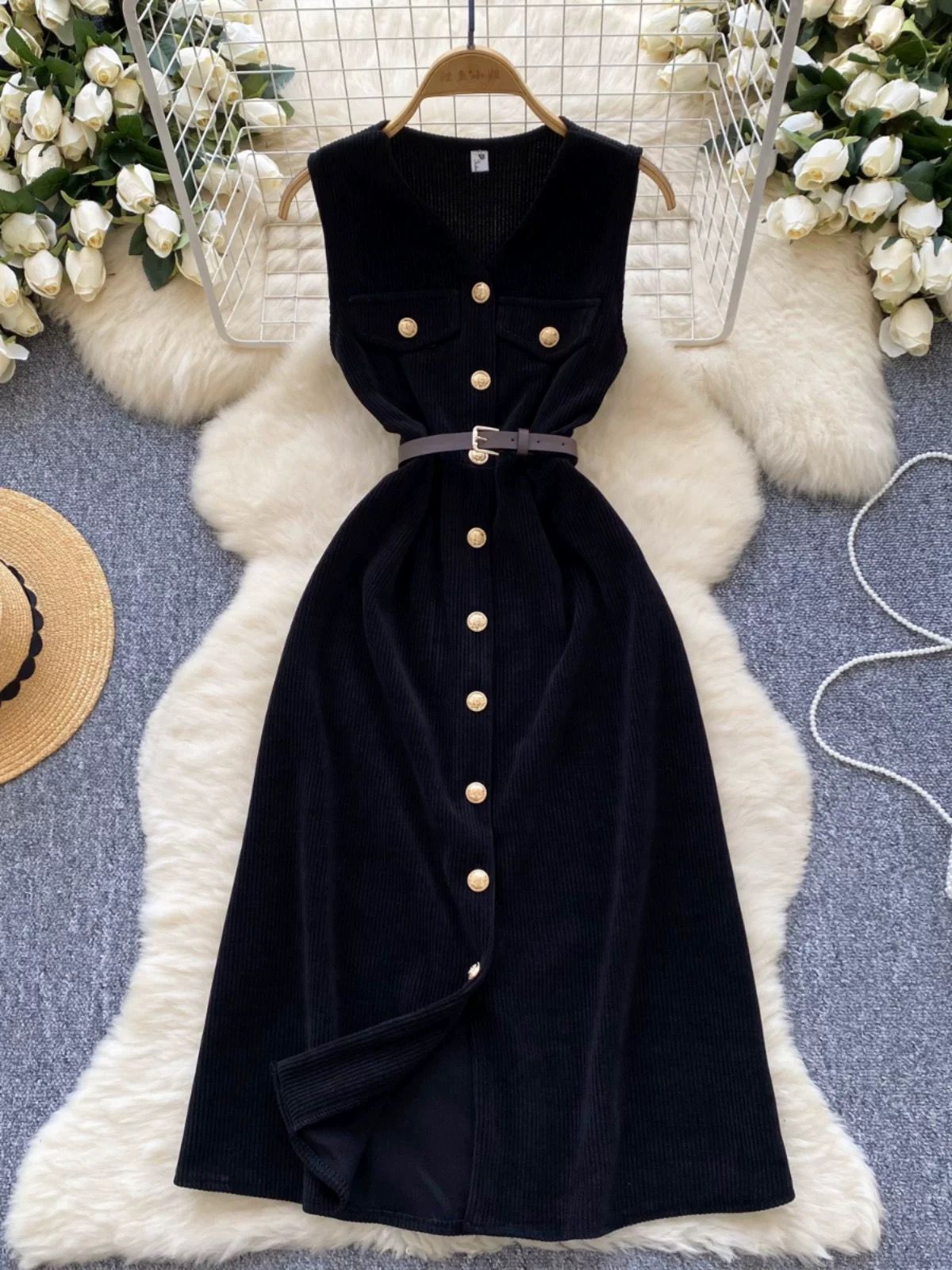 Noble behaviour corduroy dress & belt  CD1970 image