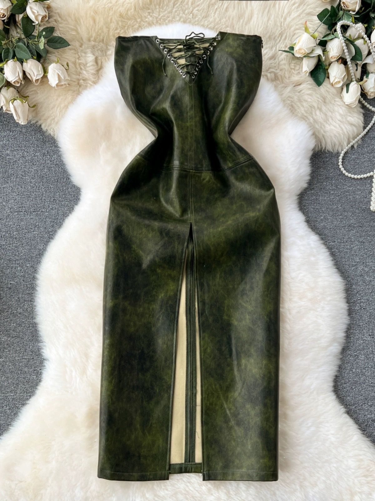 Gorgeous jewel expensive leather dress EBC167 image