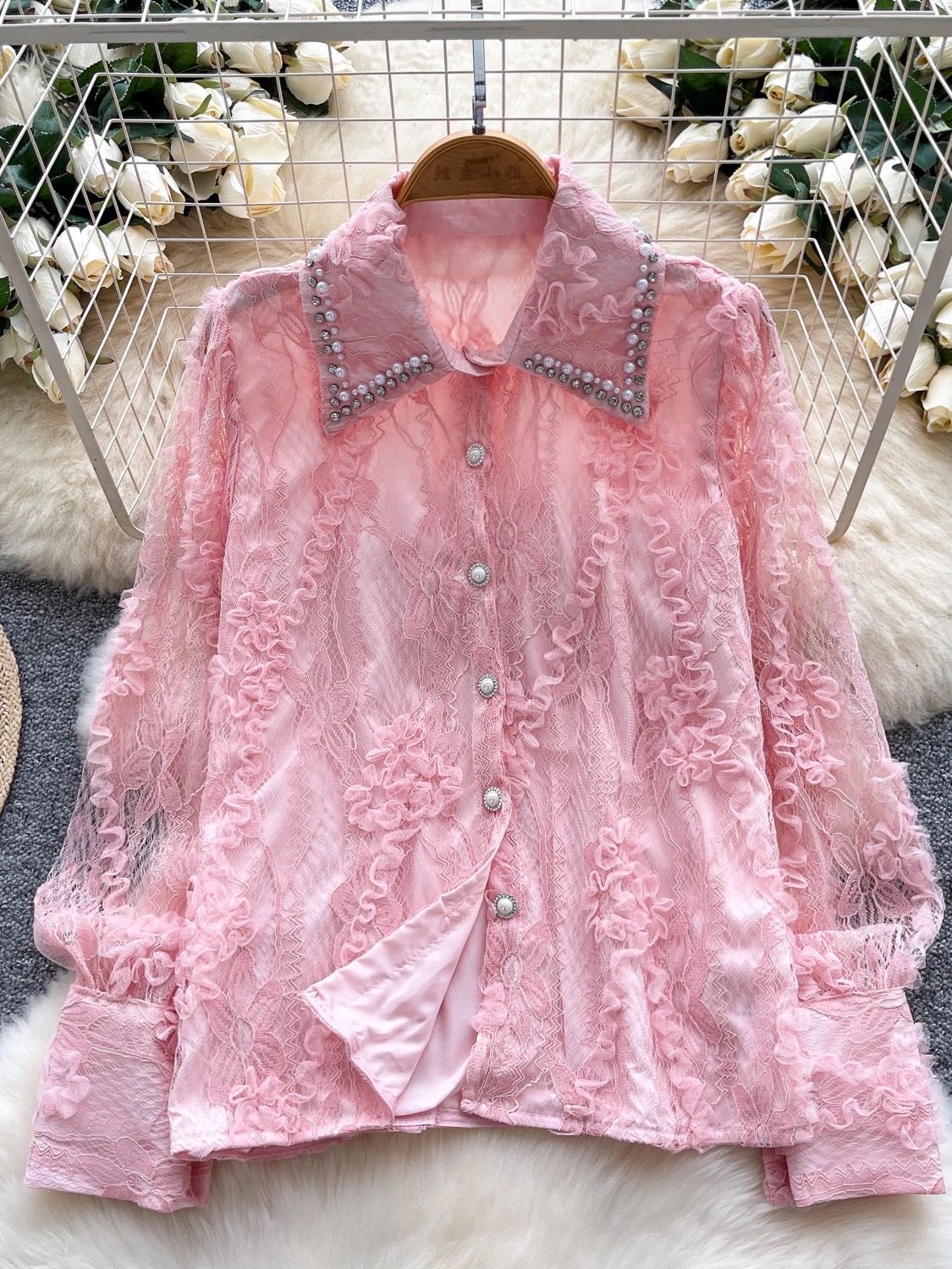 Shinning with positivity lace top FTO299 image