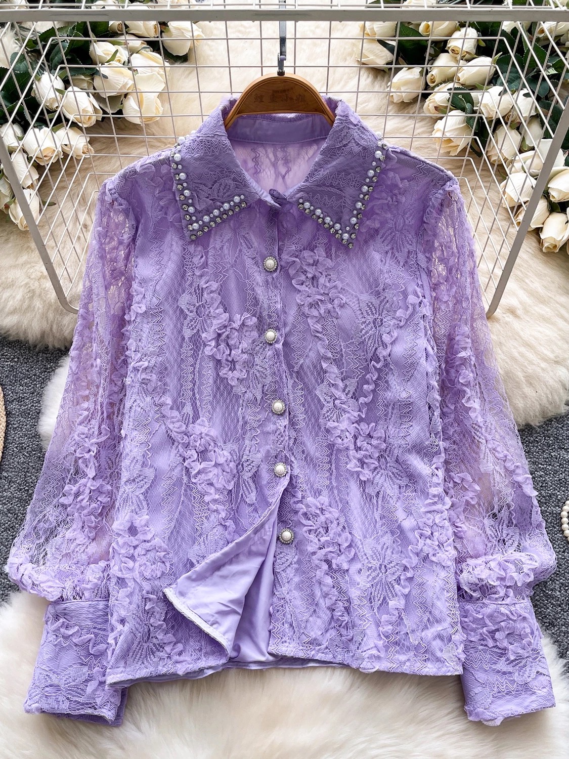 Shinning with positivity lace top FTO299 image