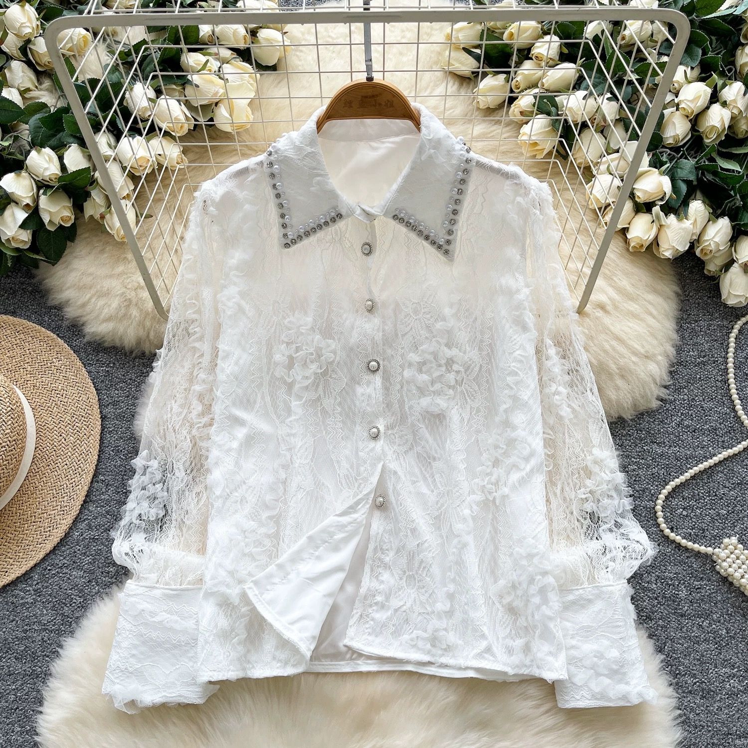 Shinning with positivity lace top FTO299 image