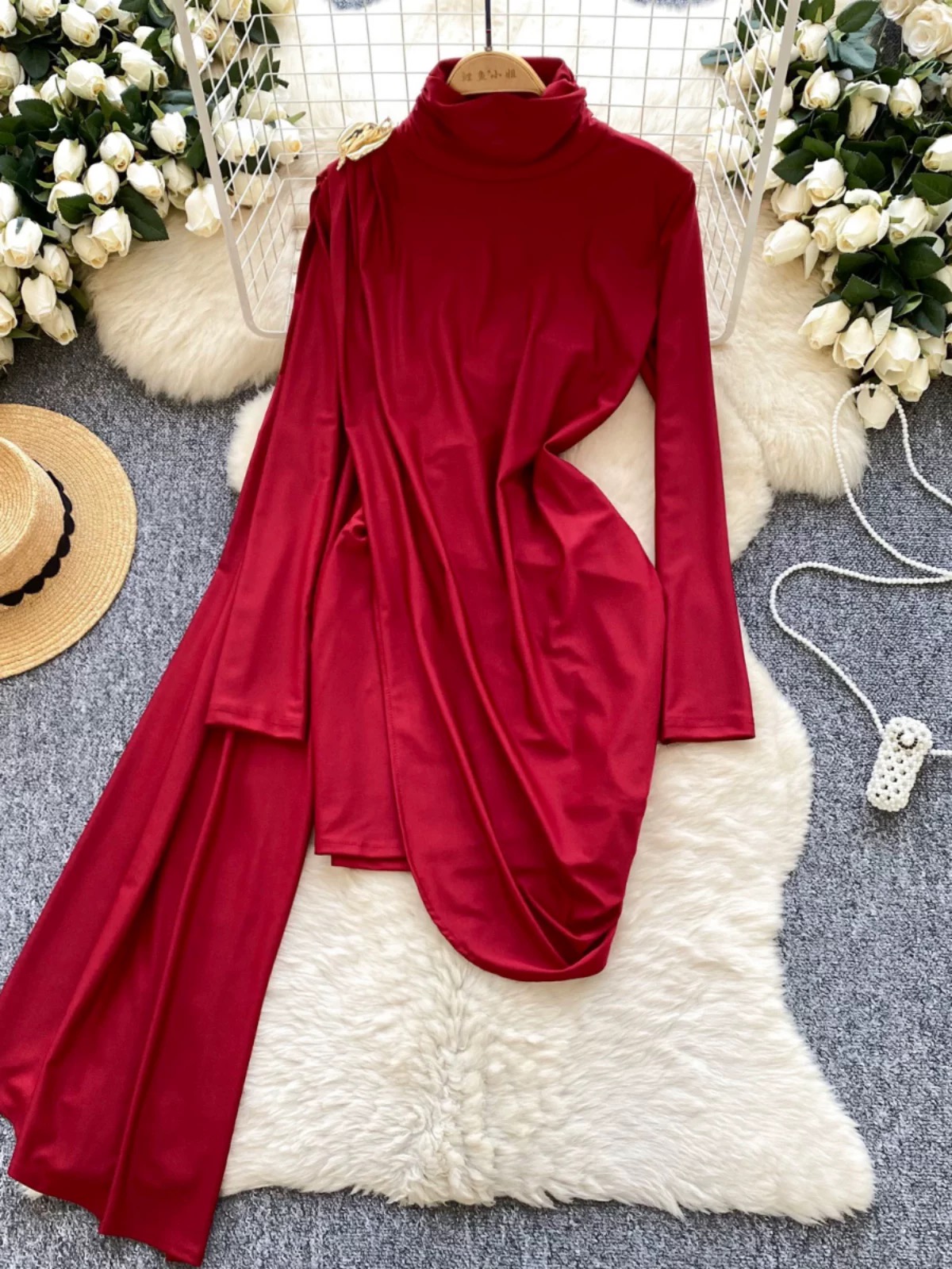 Bubble fly red carpet dress FBC477 image