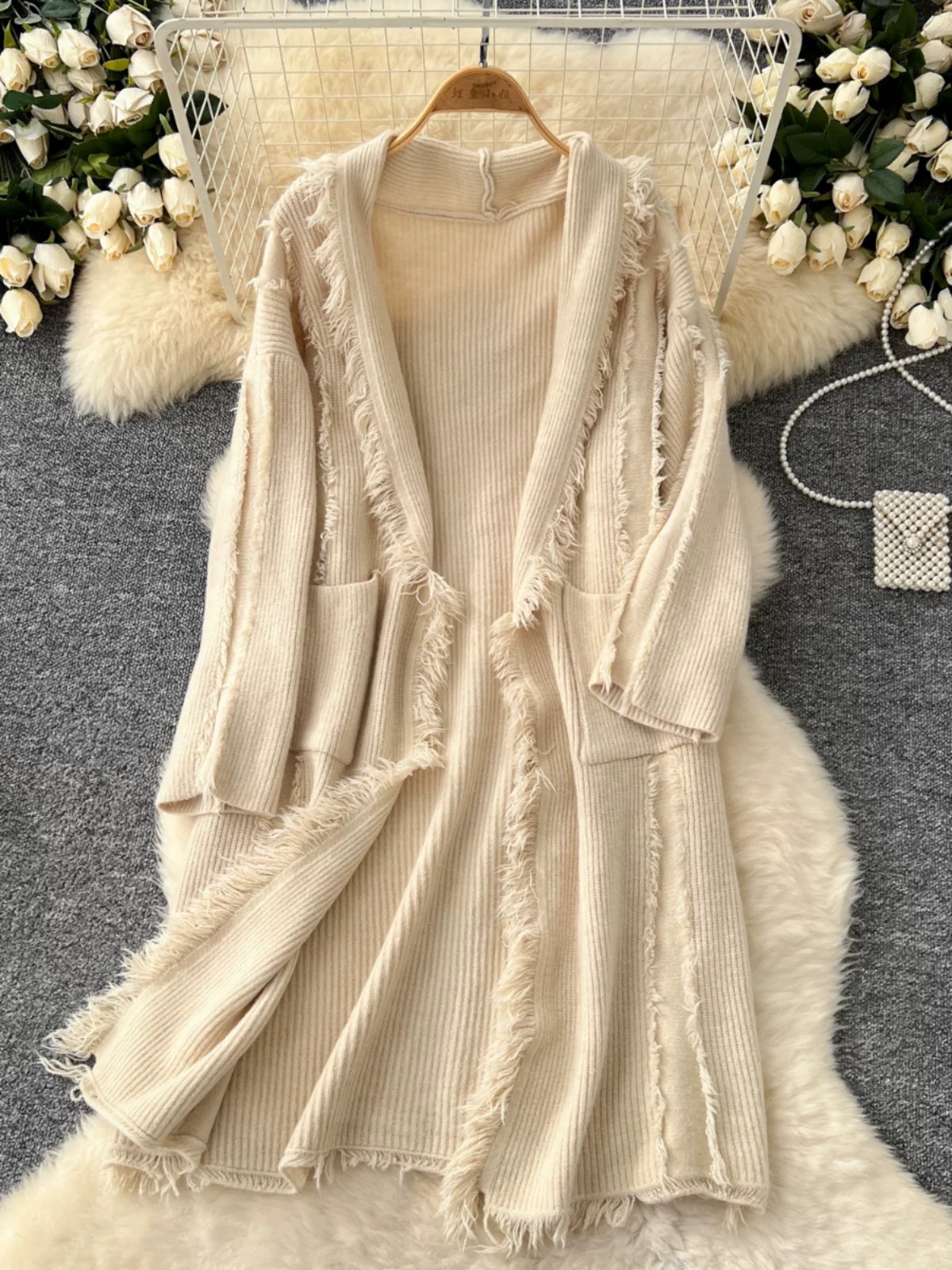 Too hot in summer knitted kimono KM128 image