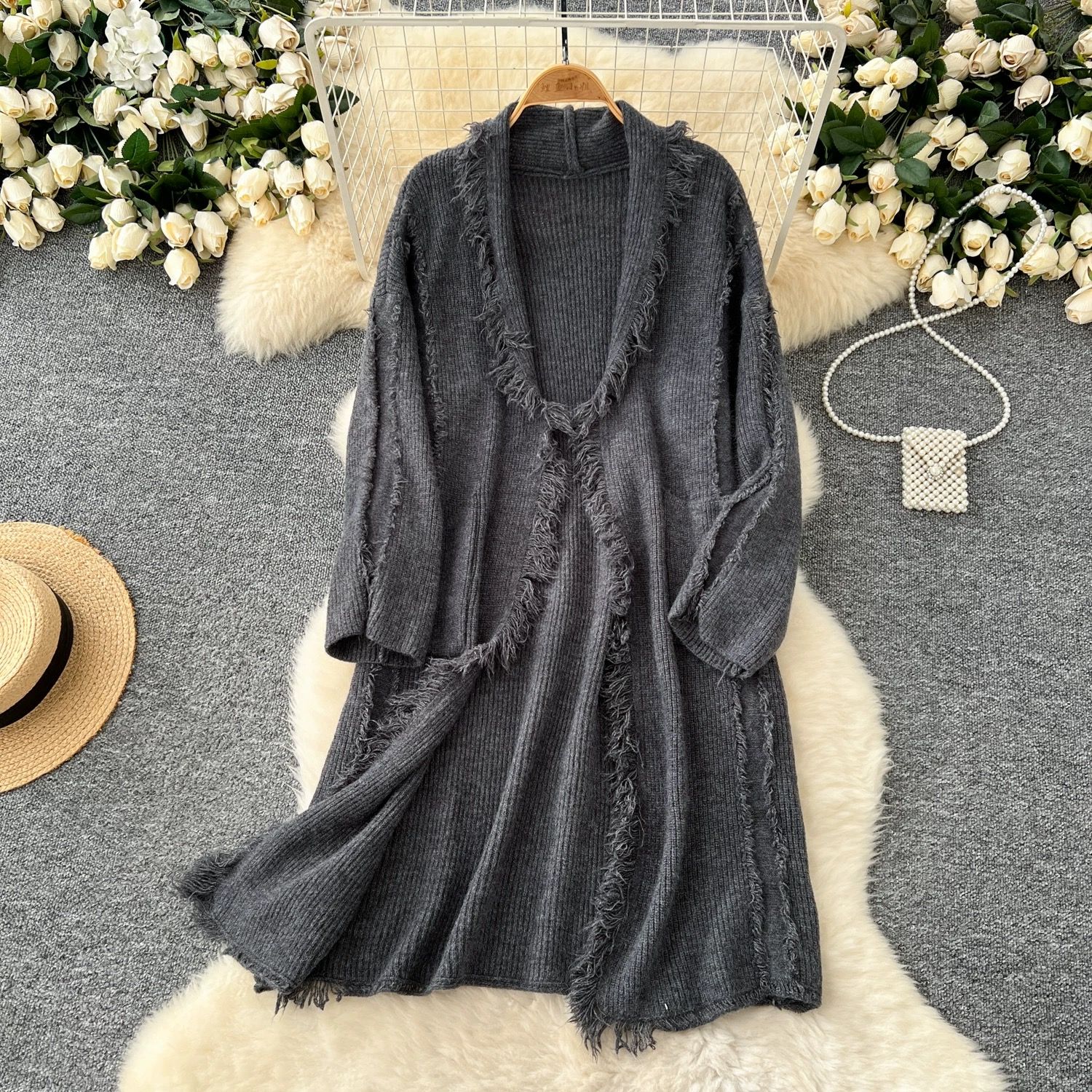Too hot in summer knitted kimono KM128 image