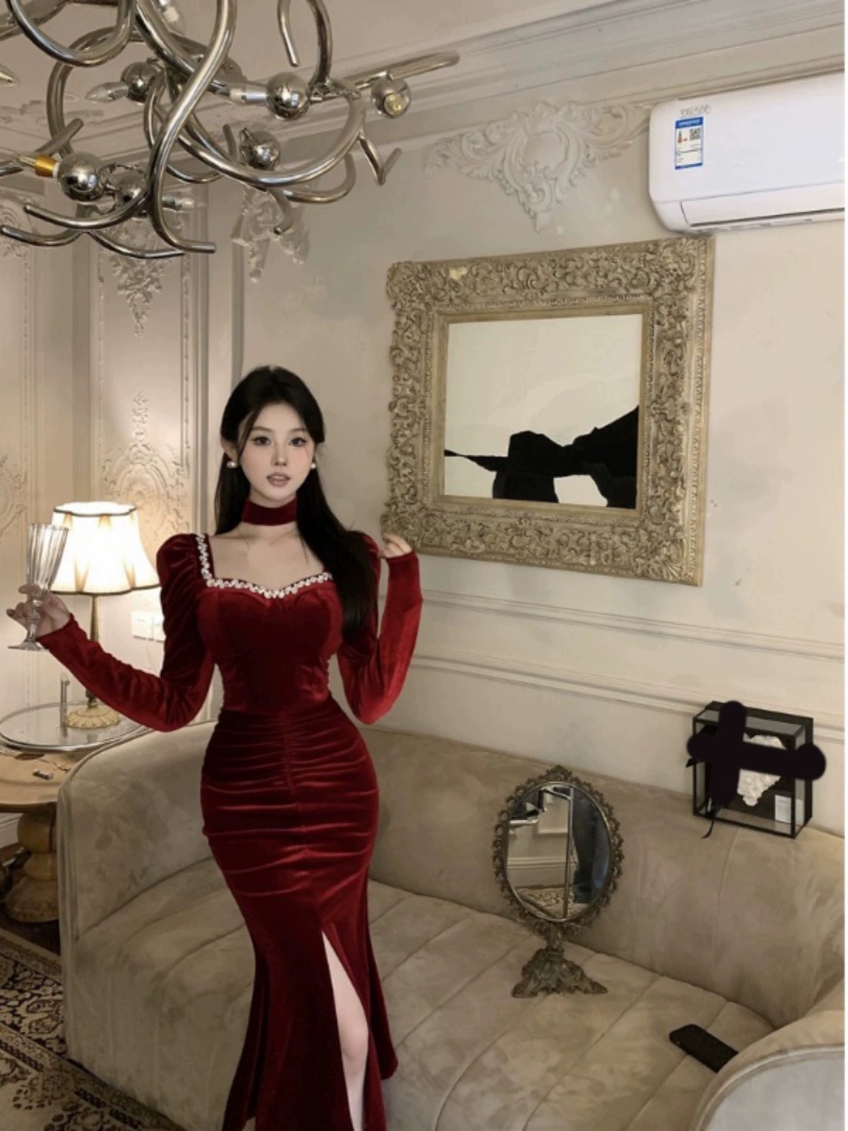 Flashing lights velvet dress  CBC342 image