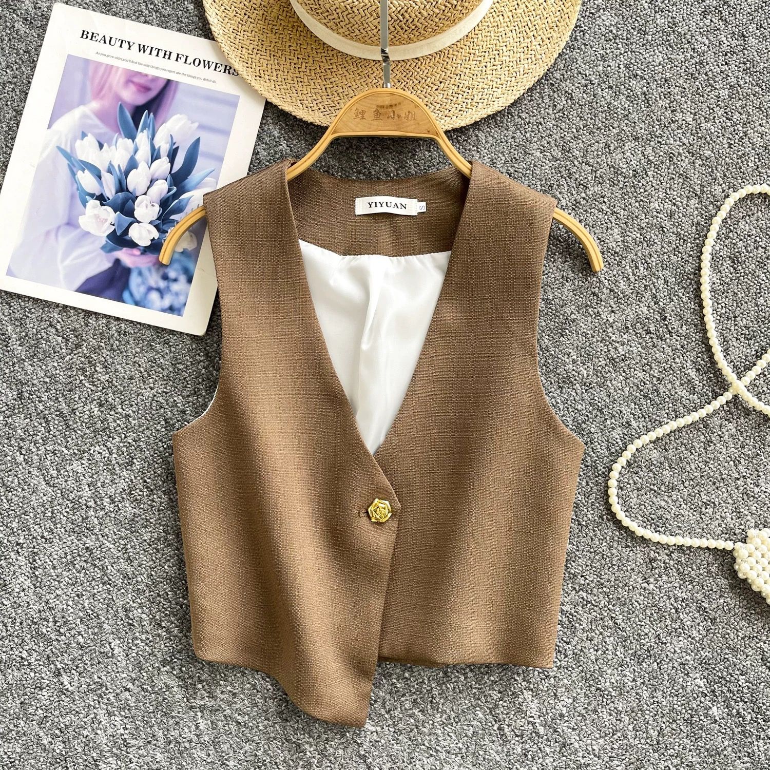 Always in the sky Korean waist coat top FTO222 image