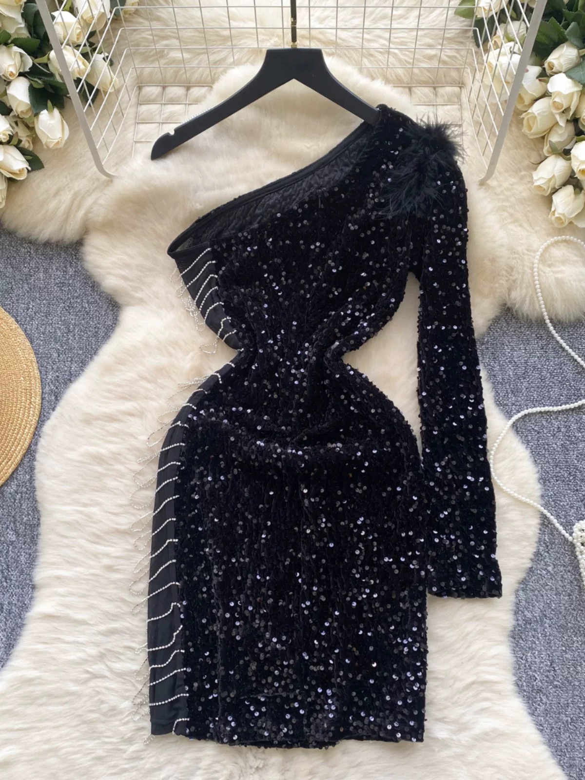 Over the loop disco party sequin dress EBC251 image