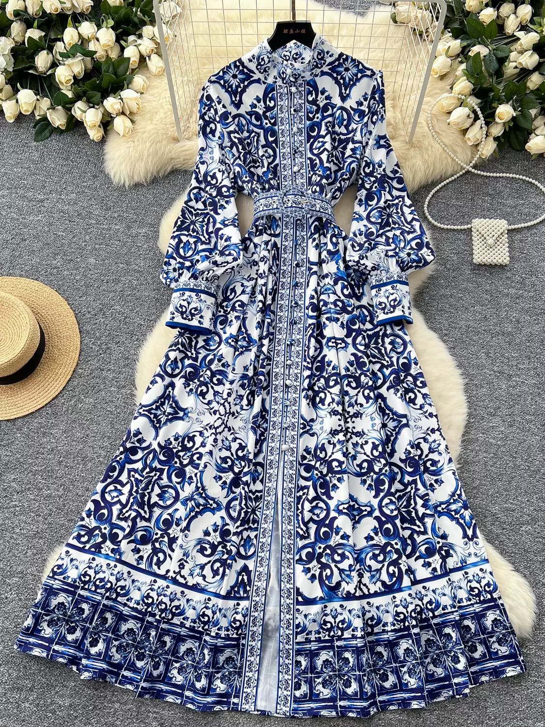 Peak elegance print dress ED183 image