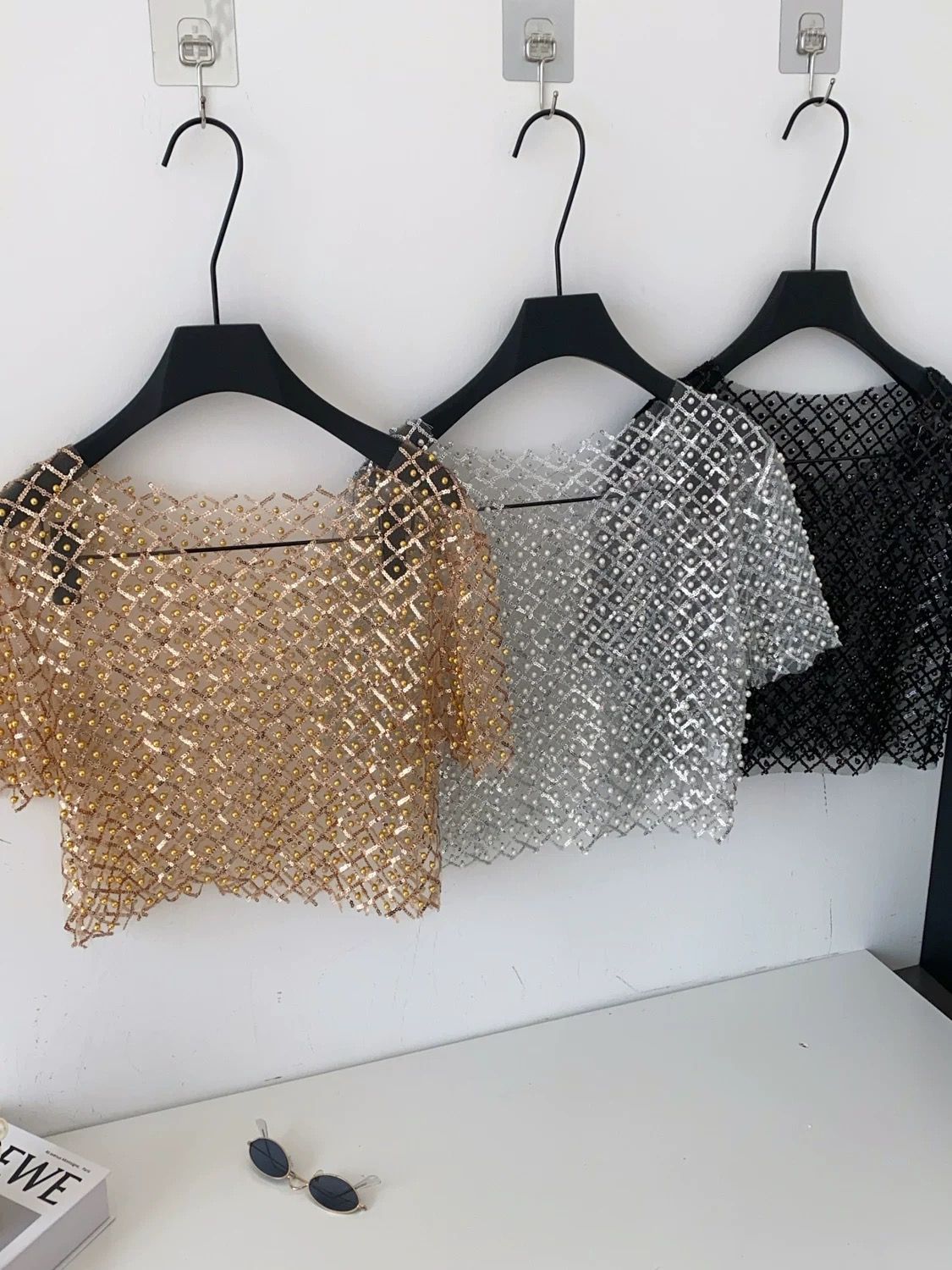 Night out pearl & sequin top CTO1036 image