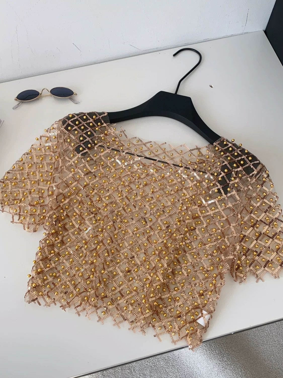 Night out pearl & sequin top CTO1036 image