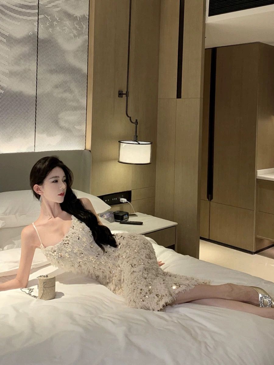 Luxury sequin wool dress EVD93 image