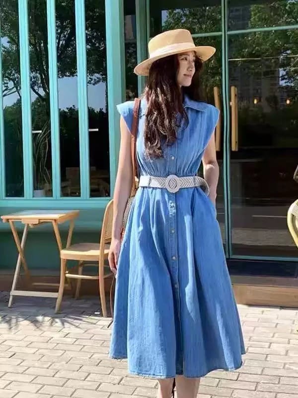 Going everywhere tonight denim dress DD31 image