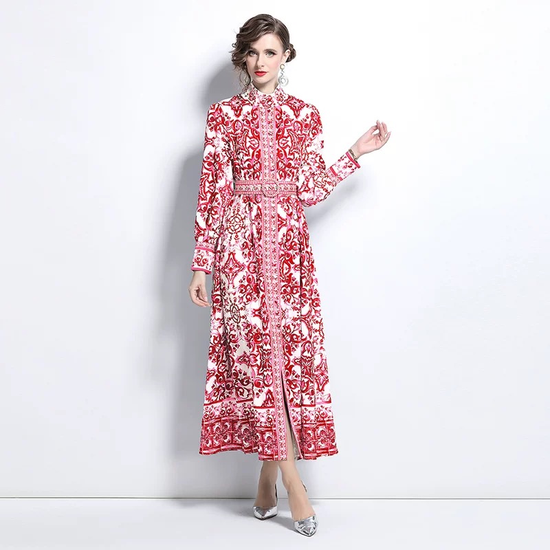 Peak elegance print dress ED183 image