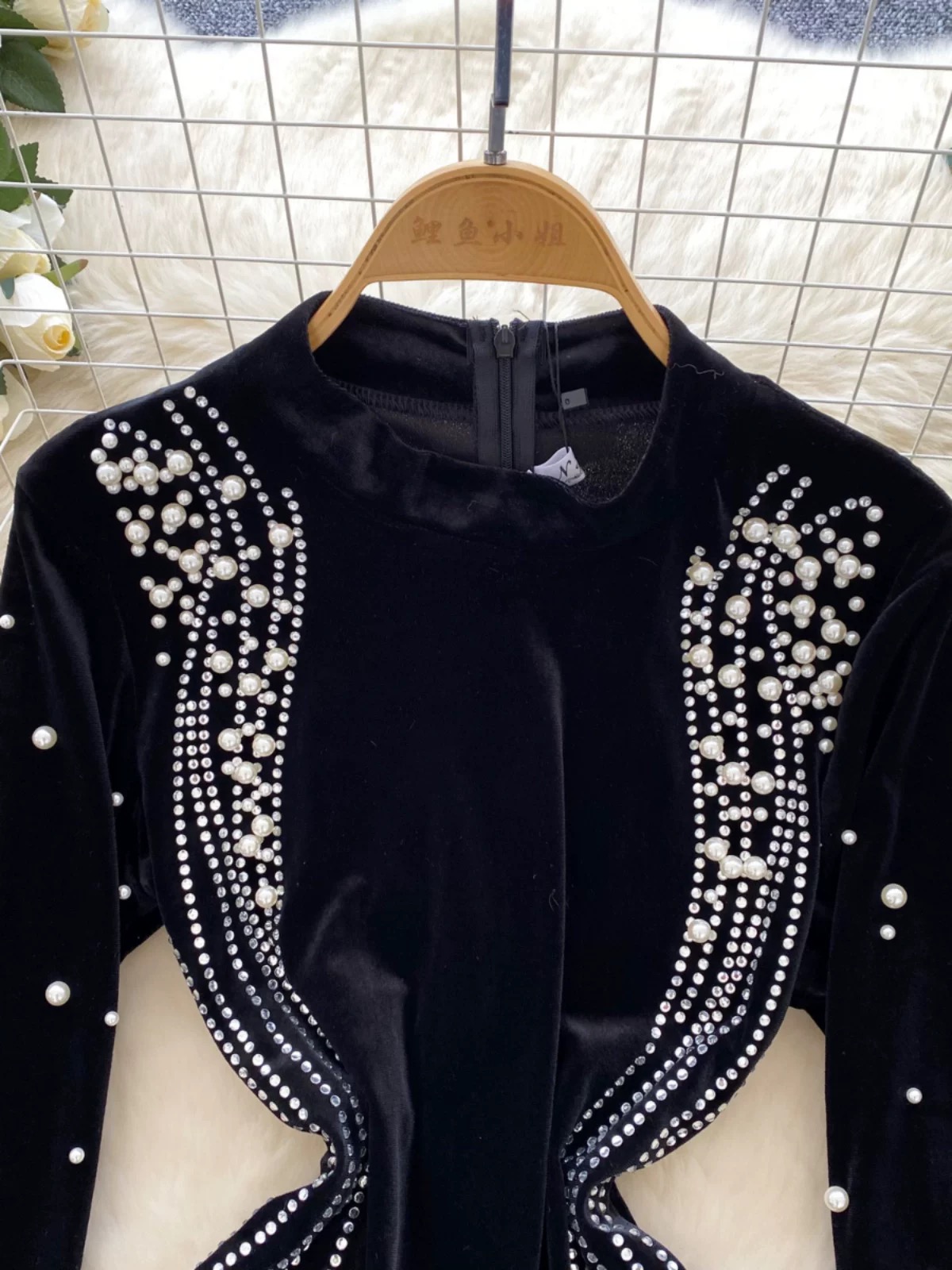 Turn to me beaded velvet dress FBC480 image