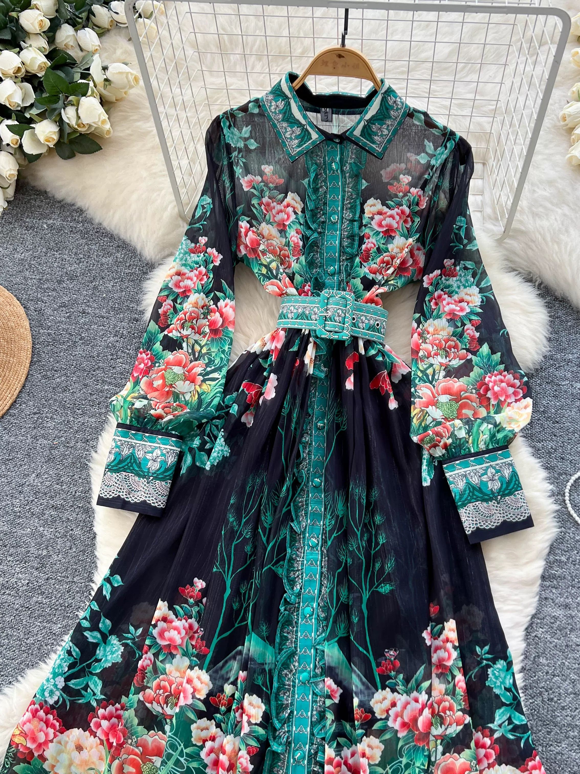 Never too jolly print dress ED193 image