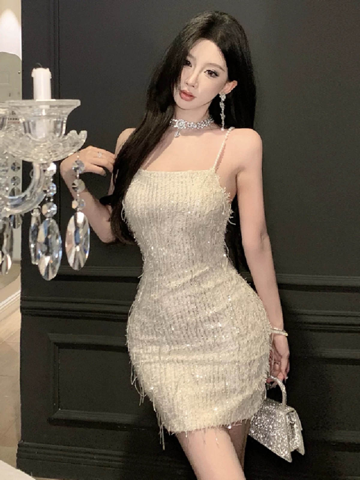 Flower fields sequin frayed dress FBC444 image